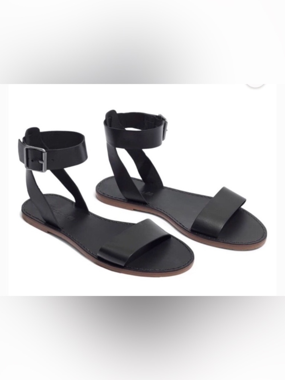 Madewell The Boardwalk Ankle-Strap Sandal in black size 8